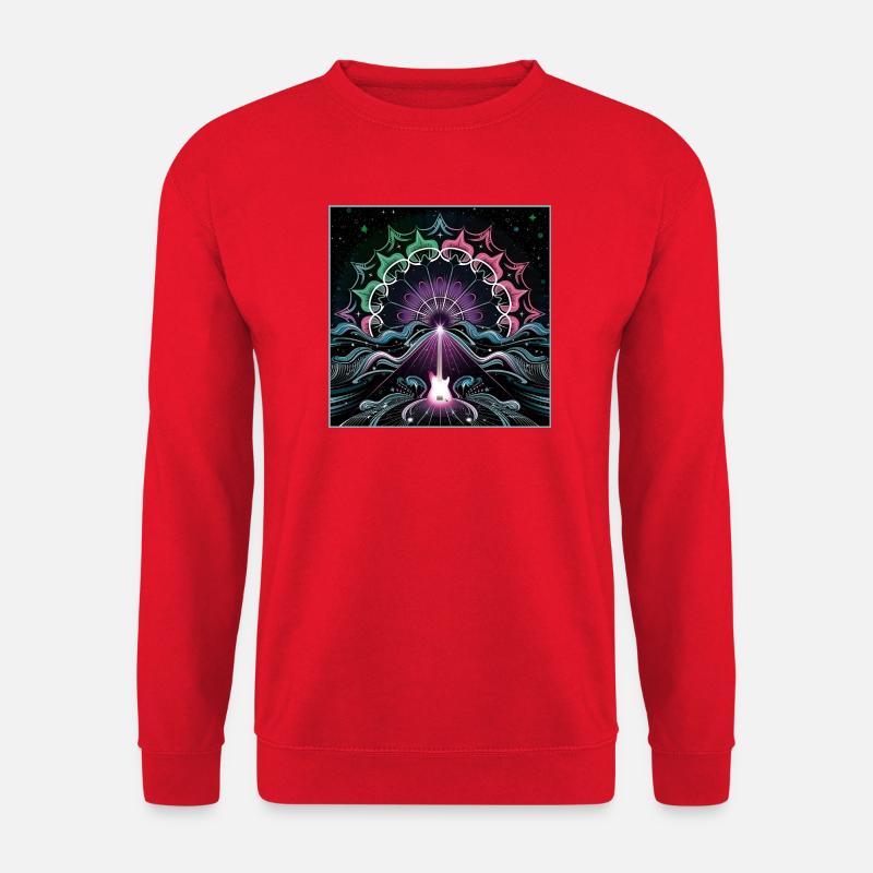Neon Psychedelic Guitar Masterpiece - Unisex Sweatshirt - red