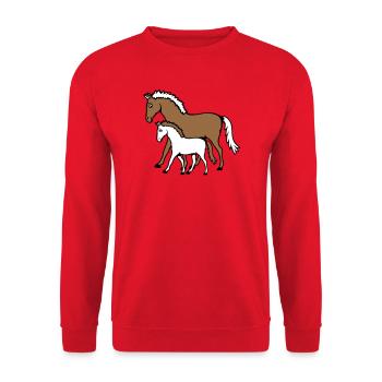 2 Süße Pferde Kind Familie Mama Papa Mutter Vater - Unisex Pullover - Rot - Vorne - Alina (178cm) & Michal (187cm)