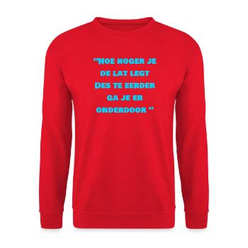 Humorvoller niederländischer Aussprachedruck - Unisex Pullover - Rot - Vorne - Alina (178cm) & Michal (187cm)
