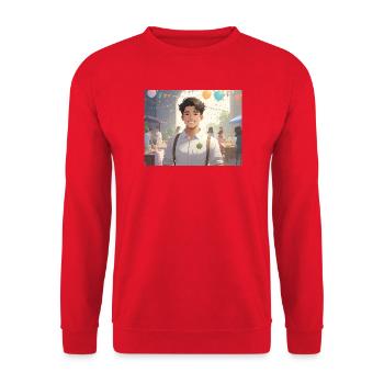 Portrait of a young man at a summer party - Unisex Sweatshirt - red - Front - Alina (178cm) & Michal (187cm)