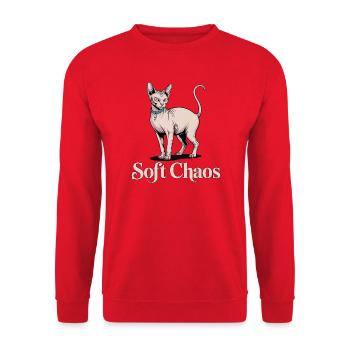 Soft Chaos Sphynx Katze - Unisex Pullover - Rot - Vorne - Alina (178cm) & Michal (187cm)