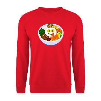 Mix Taste and Happiness -Happy Bowl of Bibimbap - Unisex Sweatshirt - red - Front - Alina (178cm) & Michal (187cm)