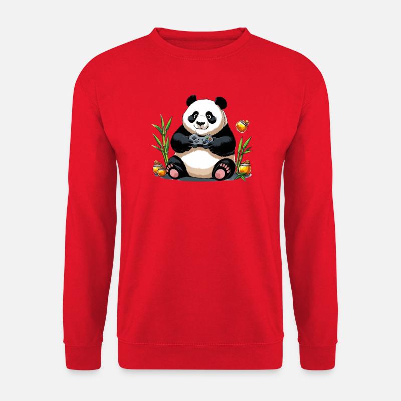 Chill Panda with Gaming Controller - Unisex Sweatshirt - red