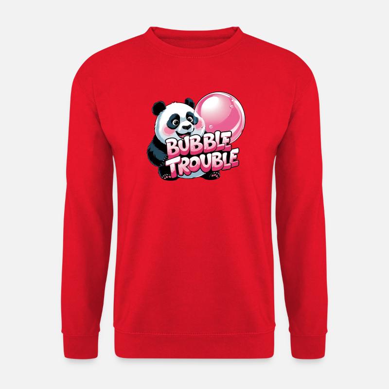 Niedlicher Panda mit Bubble-Torte - Unisex Pullover - Rot