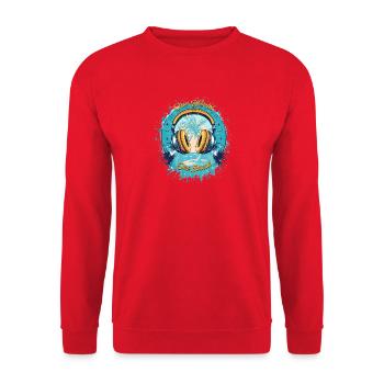 Tropical Headphones Relaxation Design - Unisex Sweatshirt - red - Front - Alina (178cm) & Michal (187cm)