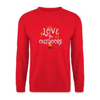 Love the Outdoors Camping Design - Unisex Sweatshirt - red - Front - Alina (178cm) & Michal (187cm)