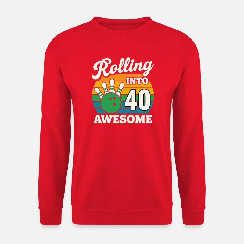 Retro Bowling 40th Birthday Design - Unisex Sweatshirt - red