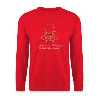 Humour de bureau – La meilleure chose à propos de mon travail ? La chaise pivotante - Sweat-shirt Unisexe - rouge - Devant - Alina (178cm) & Michal (187cm)