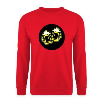 Bier Anstoßen Symbol Bierkrug - Unisex Pullover - Rot - Vorne - Alina (178cm) & Michal (187cm)