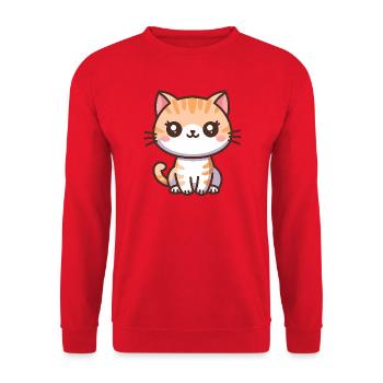Cute Cartoon Kitten - Unisex Sweatshirt - red - Front - Alina (178cm) & Michal (187cm)