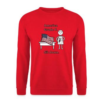 America F. Sit Down Design - Unisex Sweatshirt - red - Front - Alina (178cm) & Michal (187cm)
