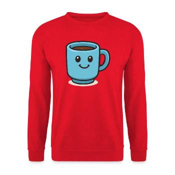 Happy Coffee Mug - Unisex Sweatshirt - red - Front - Alina (178cm) & Michal (187cm)