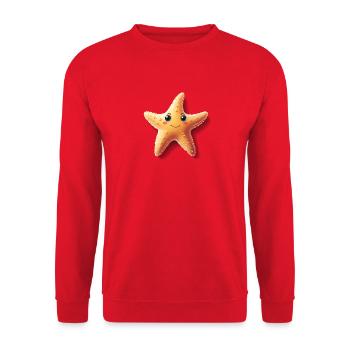 Niedlicher Seestern mit Lachen - Unisex Pullover - Rot - Vorne - Alina (178cm) & Michal (187cm)