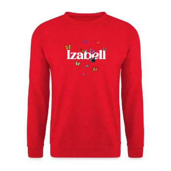 Beautiful girl's name IZABELL with butterflies - Unisex Sweatshirt - red - Front - Alina (178cm) & Michal (187cm)