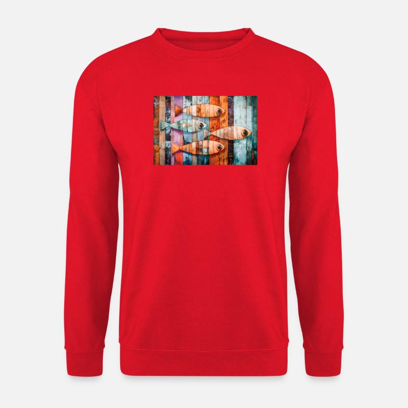 Bunte Mosaikfische - Unisex Pullover - Rot