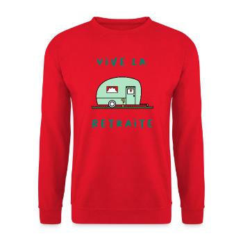RUHESTAND. FEIERTAG. RUHESTAND. PENSIONIERT. RUHESTAND. - Unisex Pullover - Rot - Vorne - Alina (178cm) & Michal (187cm)