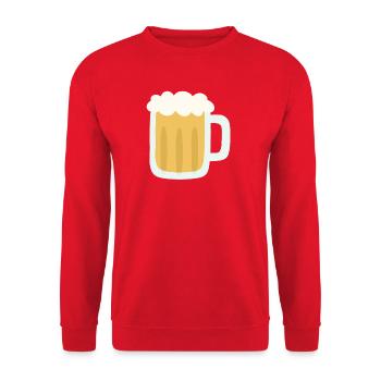 Schaumiger Bierkrug Illustration - Unisex Pullover - Rot - Vorne - Alina (178cm) & Michal (187cm)