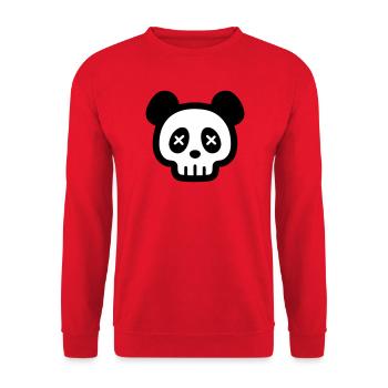 Panda Totenkopf Skelett - Unisex Pullover - Rot - Vorne - Alina (178cm) & Michal (187cm)