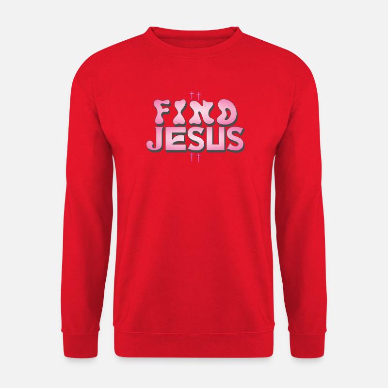 Glaube und Liebe Schriftzug mit Kreuzen - Unisex Pullover - Rot