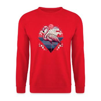Illustration géométrique de la nature des flamants roses - Sweat-shirt Unisexe - rouge - Devant - Alina (178cm) & Michal (187cm)