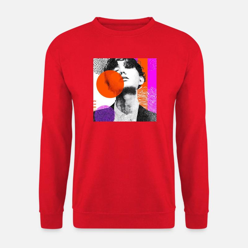 Wraparound Abstraktes Pop-Art-Porträt - Unisex Pullover - Rot