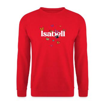 Beau prénom de fille avec des papillons ISABELL - Sweat-shirt Unisexe - rouge - Devant - Alina (178cm) & Michal (187cm)