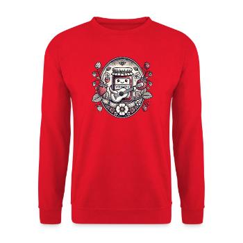 Kawaii Jam Jar with Strawberries - Unisex Sweatshirt - red - Front - Alina (178cm) & Michal (187cm)