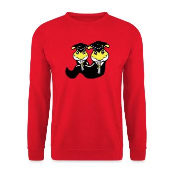 2 chenilles certificat de fin d'études secondaires diplôme d'études secondaires obtenu - Sweat-shirt Unisexe - rouge - Devant - Alina (178cm) & Michal (187cm)