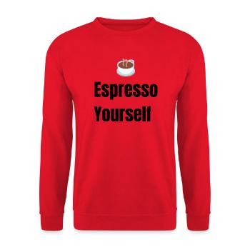☕ Coffee Lover T-Shirt – Lustige morgendliche Kaffeetasse - Unisex Pullover - Rot - Vorne - Alina (178cm) & Michal (187cm)