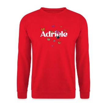 Schöner Mädchenname mit Schmetterlingen ADRIELE - Unisex Pullover - Rot - Vorne - Alina (178cm) & Michal (187cm)