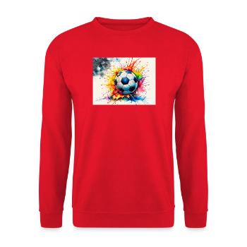 Explosiver Aquarell-Fußball - Unisex Pullover - Rot - Vorne - Alina (178cm) & Michal (187cm)