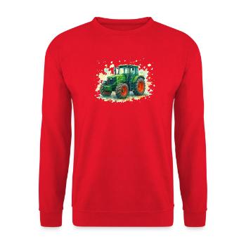 Tracteur aquarelle aux couleurs vibrantes - Sweat-shirt Unisexe - rouge - Devant - Alina (178cm) & Michal (187cm)
