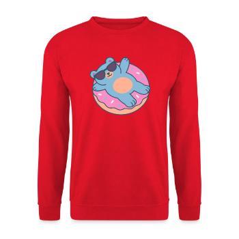 Ourson bleu avec lunettes de soleil - Sweat-shirt Unisexe - rouge - Devant - Alina (178cm) & Michal (187cm)