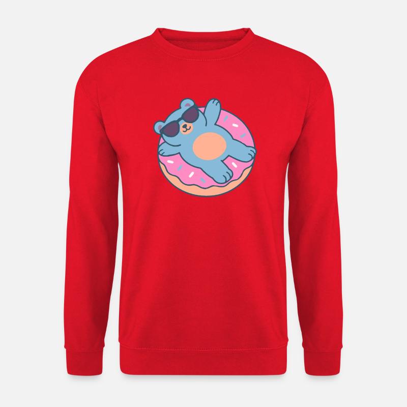 Blauer Teddybär mit Sonnenbrille - Unisex Pullover - Rot