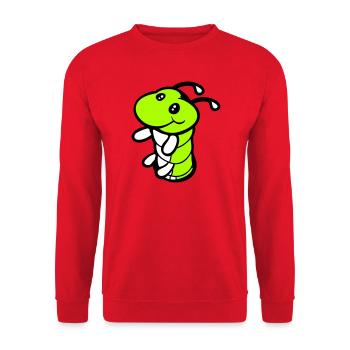 Caterpillar Bottom Hole Cute Smiles Friendly Happy - Unisex Sweatshirt - red - Front - Alina (178cm) & Michal (187cm)