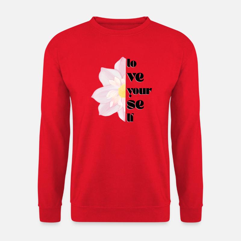 Love Yourself – Florales Motiv 🌸✨ - Unisex Pullover - Rot