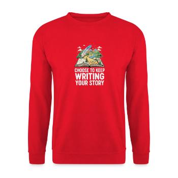 Inspirational Nature Writing Motif - Unisex Sweatshirt - red - Front - Alina (178cm) & Michal (187cm)