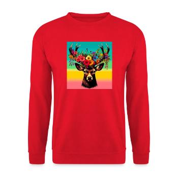 Deer - Unisex Sweatshirt - red - Front - Alina (178cm) & Michal (187cm)