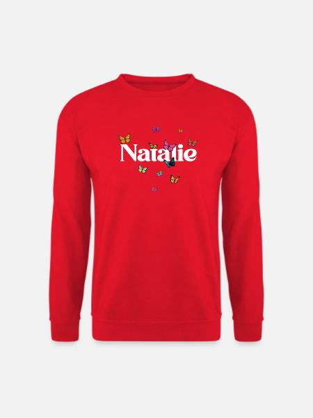 Beautiful girl name with butterflies NATALIE - Unisex Sweatshirt - red