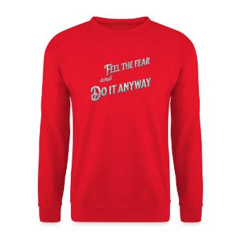 Feel the fear and do it anyway - typography - Unisex Sweatshirt - red - Front - Alina (178cm) & Michal (187cm)