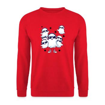 Halloween Geister Party Lustig Musik Cool - Unisex Pullover - Rot - Vorne - Alina (178cm) & Michal (187cm)