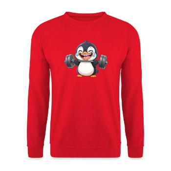 pingouin fort avec haltère fitness musculation - Sweat-shirt Unisexe - rouge - Devant - Alina (178cm) & Michal (187cm)