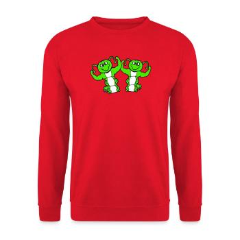 2 caterpillars bodybuilder team muscle building friends cute - Unisex Sweatshirt - red - Front - Alina (178cm) & Michal (187cm)