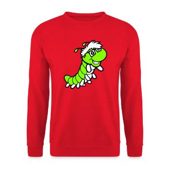 Nerd Caterpillar Intelligent Geek Worm Horn-rimmed Glasses Smart - Unisex Sweatshirt - red - Front - Alina (178cm) & Michal (187cm)