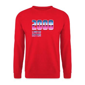 Neon Retro 2008 18ter Geburtstag - Unisex Pullover - Rot - Vorne - Alina (178cm) & Michal (187cm)