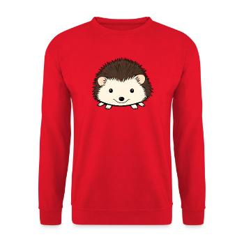 Niedlicher Igel mit freundlichem Gesicht - Unisex Pullover - Rot - Vorne - Alina (178cm) & Michal (187cm)