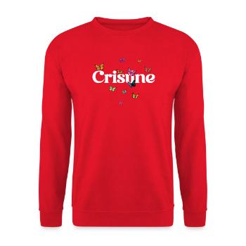 Beau prénom de fille avec des papillons CRISTINE - Sweat-shirt Unisexe - rouge - Devant - Alina (178cm) & Michal (187cm)