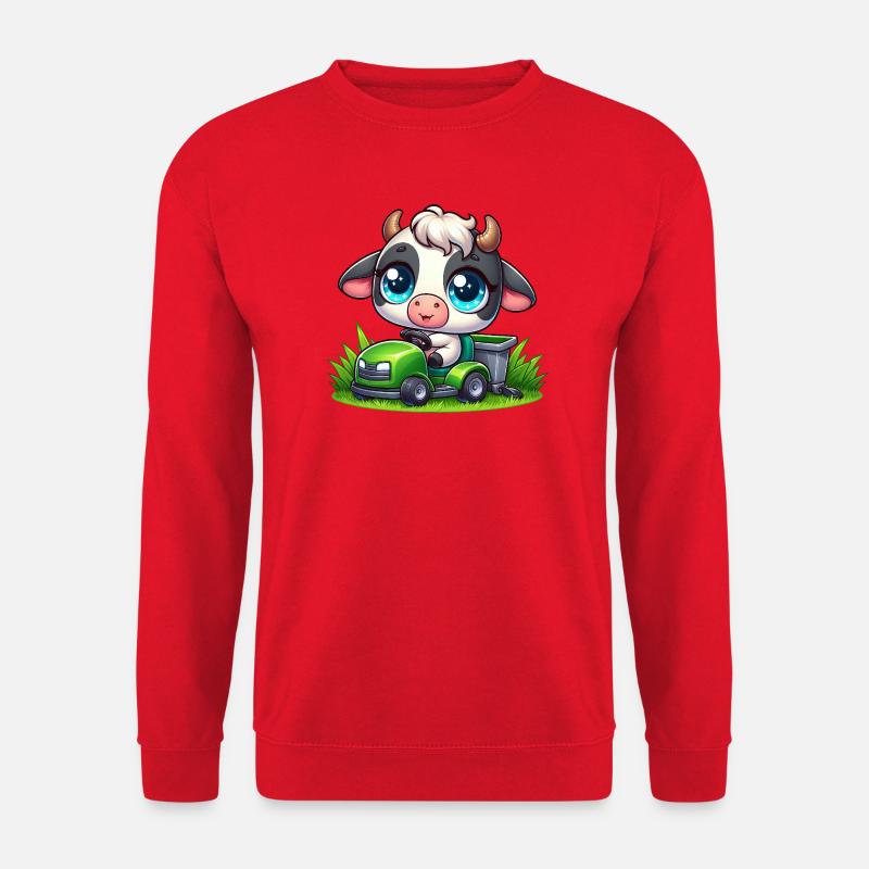 Süße Kuh Bulle Rasenmäher Gärtner Gartenbau - Unisex Pullover - Rot