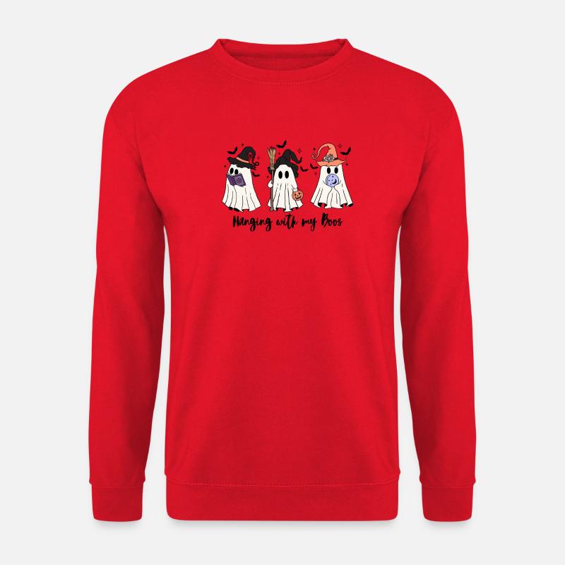 🧙 ♀️ Witchy Ghost Squad – Spooky & Cute 👻 - Unisex Sweatshirt - red