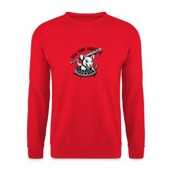 New York hardcore rat with baseball bat - Unisex Sweatshirt - red - Front - Alina (178cm) & Michal (187cm)